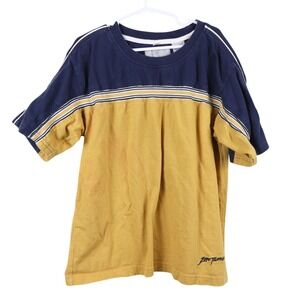 Kids Boys Zero Tolerance T Shirt Blue Yellow Stripe Size L 7 Cotton Short Sleeve
